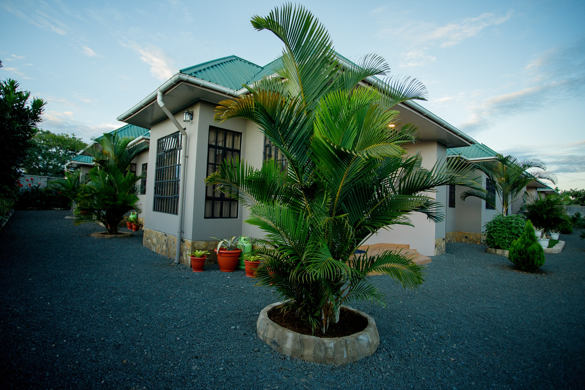 Beautiful exterior view with landscaping